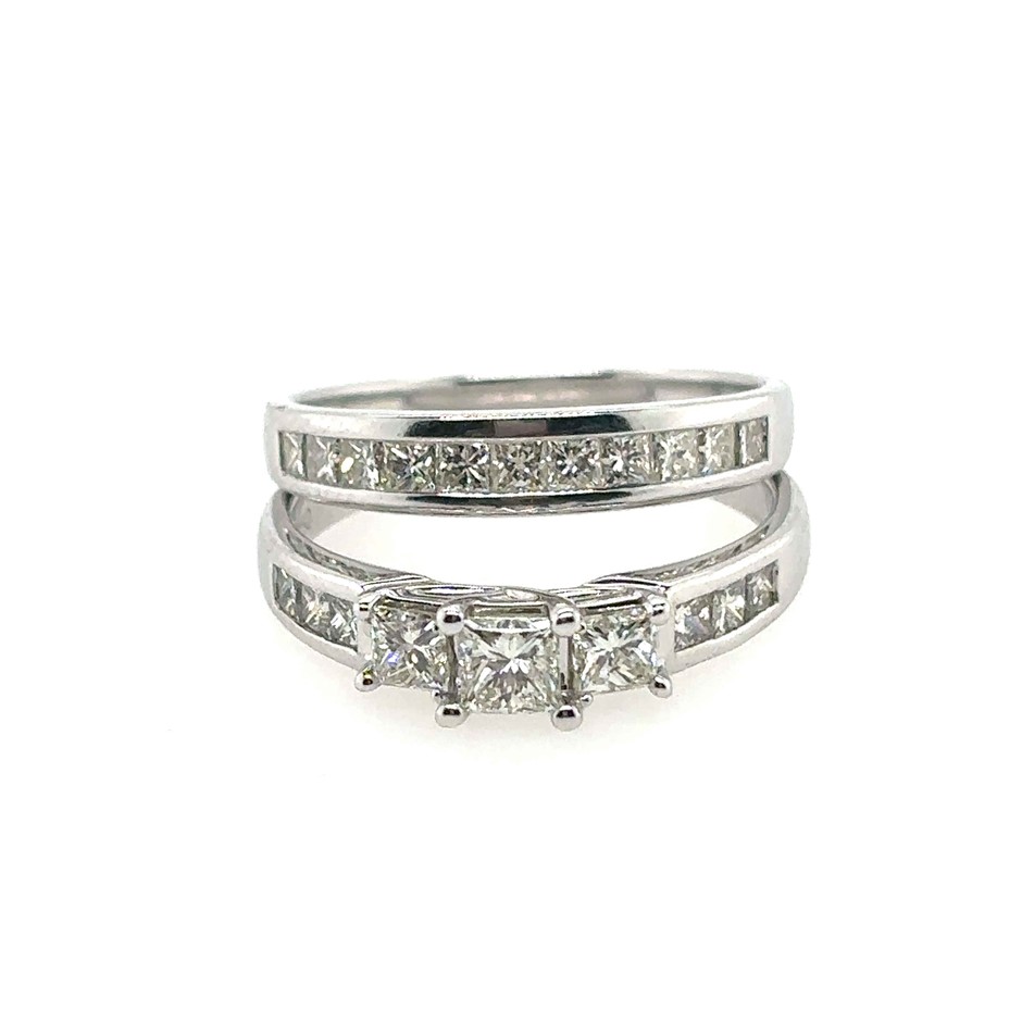 0.60ct 3 Stones Dia. Princess G/VS & 0.24ct 6 Stones Dia.