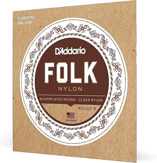 D'Addario EJ32C Folk Nylon Guitar Strings Ball End Silver Wound/Clear Nylon
