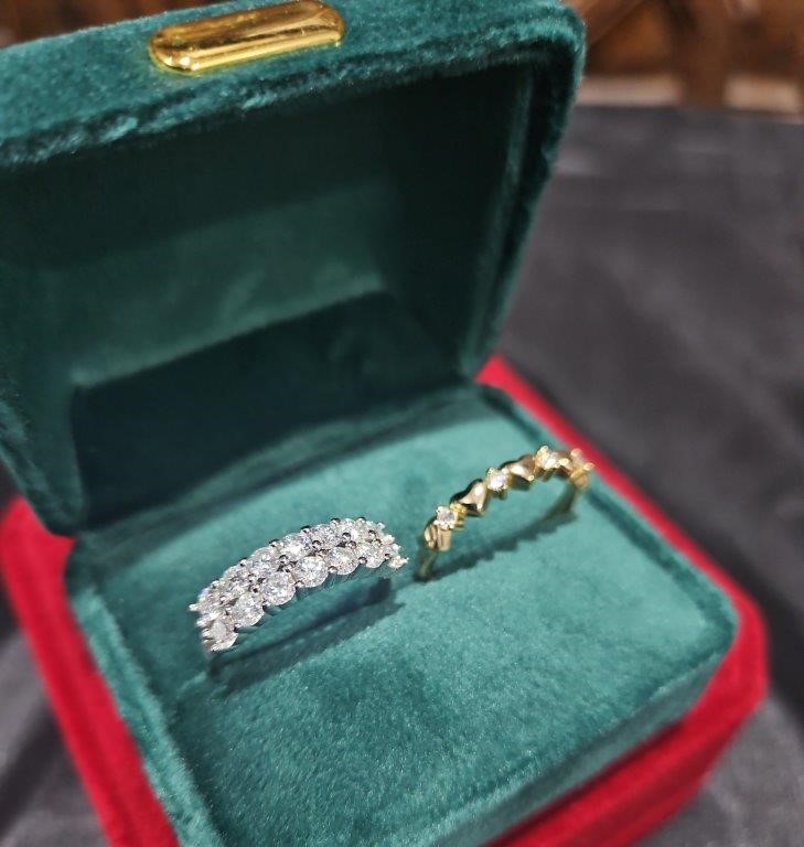 2pcs GRA Moissanite white Cut-925 Sterling Silver Ring -9US