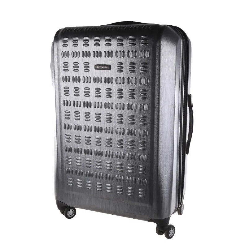 SAMSONITE Hardside Spinner Luggage, 68.5cm, Silver/Black. NB: Has been used
