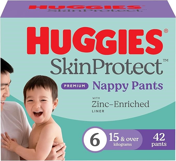 Huggies Skin Protect Nappies Pants, Size 6 (15 kg and Over) 42 Count - Pack