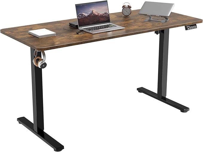 ERGOMAKER Adjustable Height Electric Standing Desk, 140x60cm, Black Frame /
