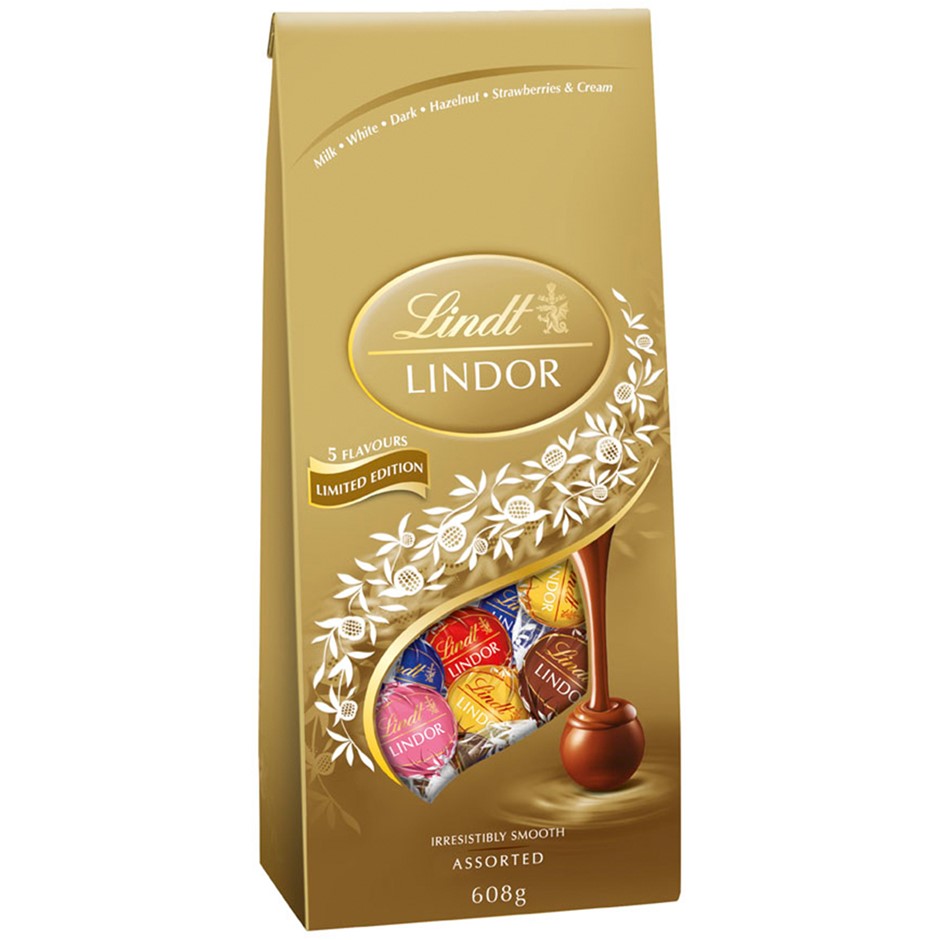 2 x Variety LINDT Chocolate Bags, Incl: Gold Bag Assorted, 608g & Rose Pink