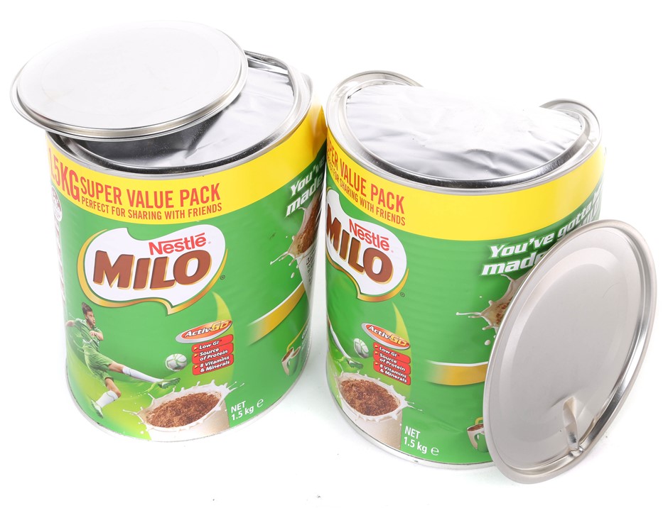 2 x NESTLE Milo, 1.5kg. N.B: Dented cans.