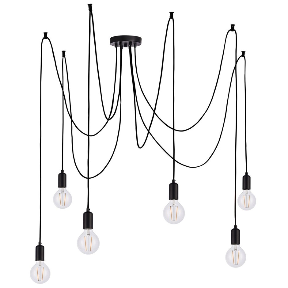 HUDSON LIVING Studio 6 LED Pendant Light, E27, Black.