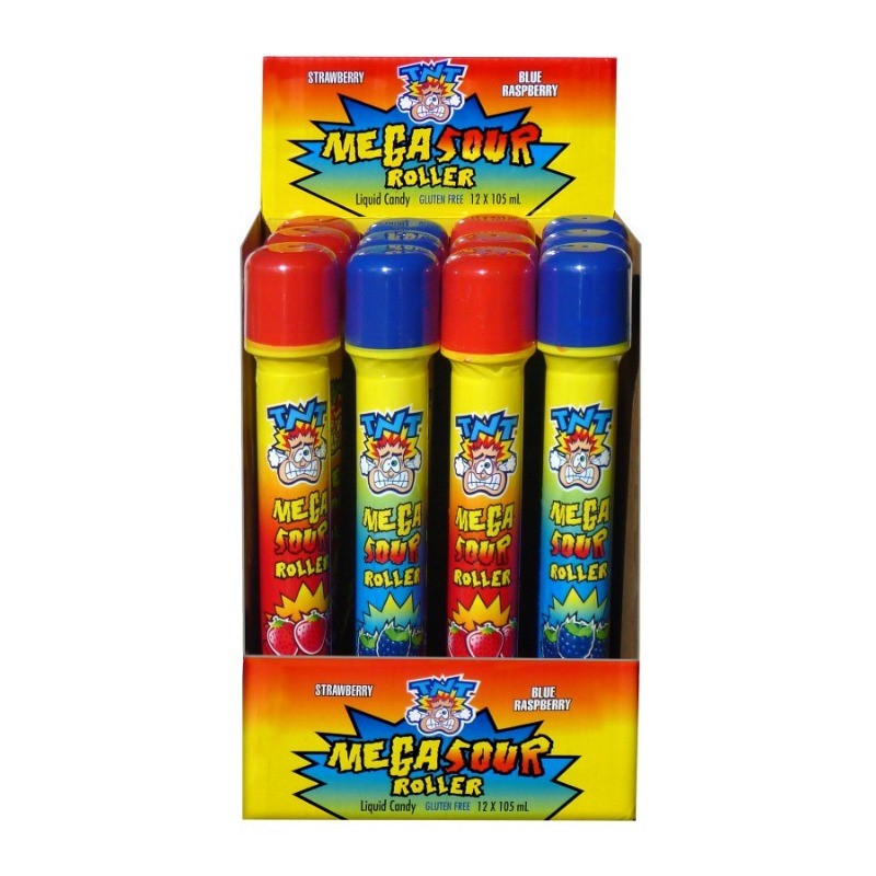 TNT Mega Sour Roller (6 x 12pk Display). NB: Image showing 1 x 12pk pack, b