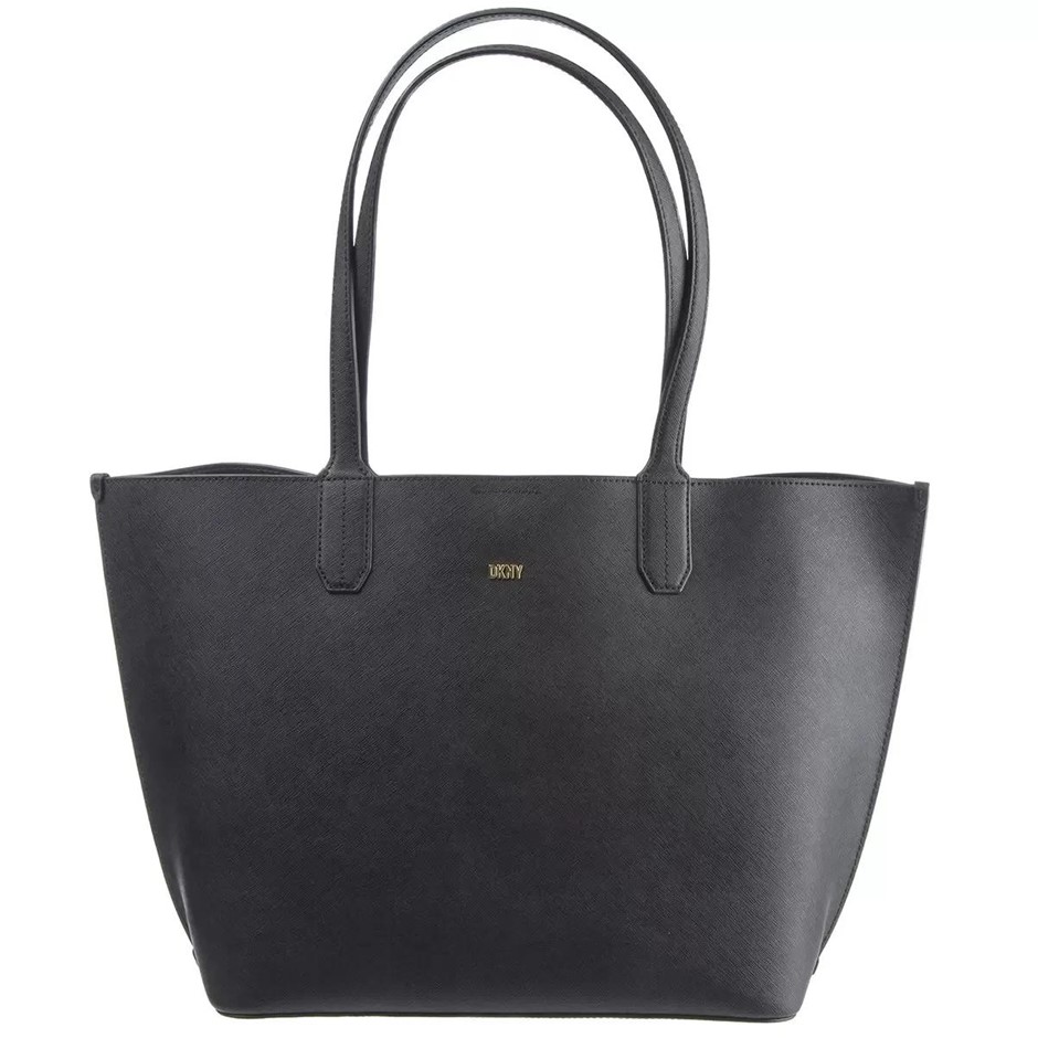 DKNY Brook Solid Tote Bag, Black/Gold (BGD). NB: may have slight minor use.