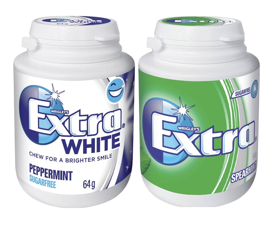 8 x Assorted WRIGLEY'S Extra Gum 64g, Incl: White Peppermint & Spearmint. B