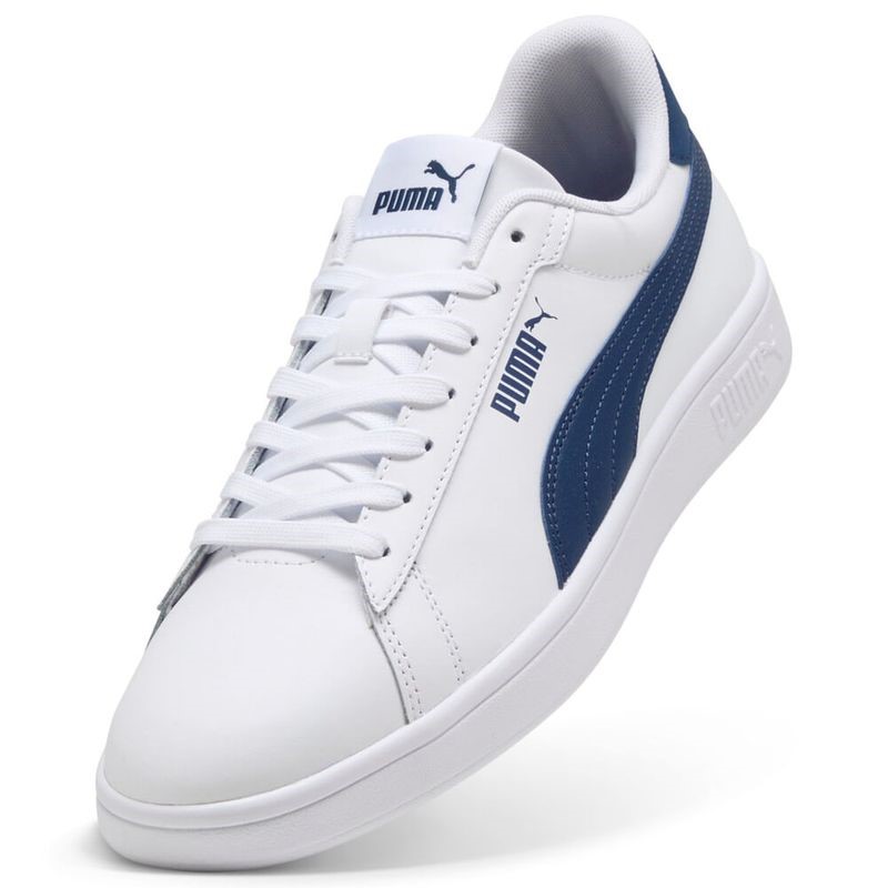 PUMA Men's Smash 2.0 L Shoes, Size US12, White/Persian Blue (28), 214927.
