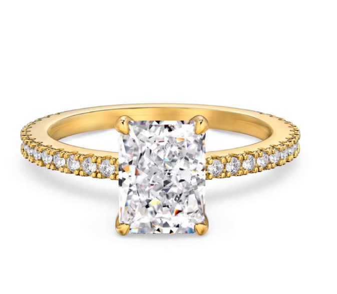 2ct Rectangle Cut Simulated Diamond 925 Silver Ring - Size 7