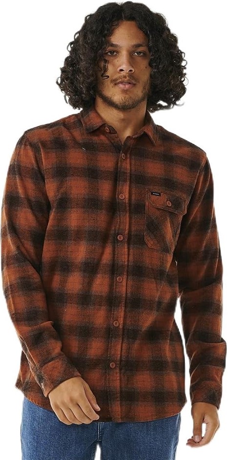 RIP CURL Men's Grinners Flannel, Size S, Brick (0041), 01MMSH. RRP: $90. B