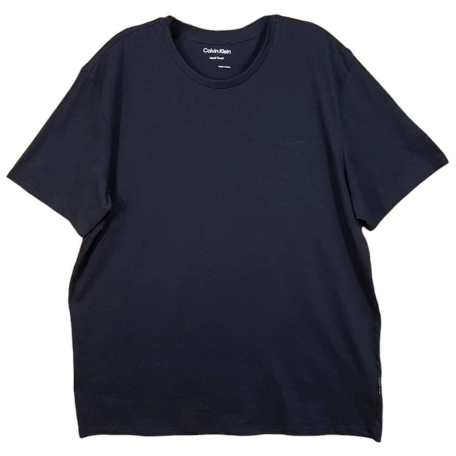 CALVIN KLEIN Men's Liquid Script Tee, Size L, 100% Cotton, Navy/DarkSapphir