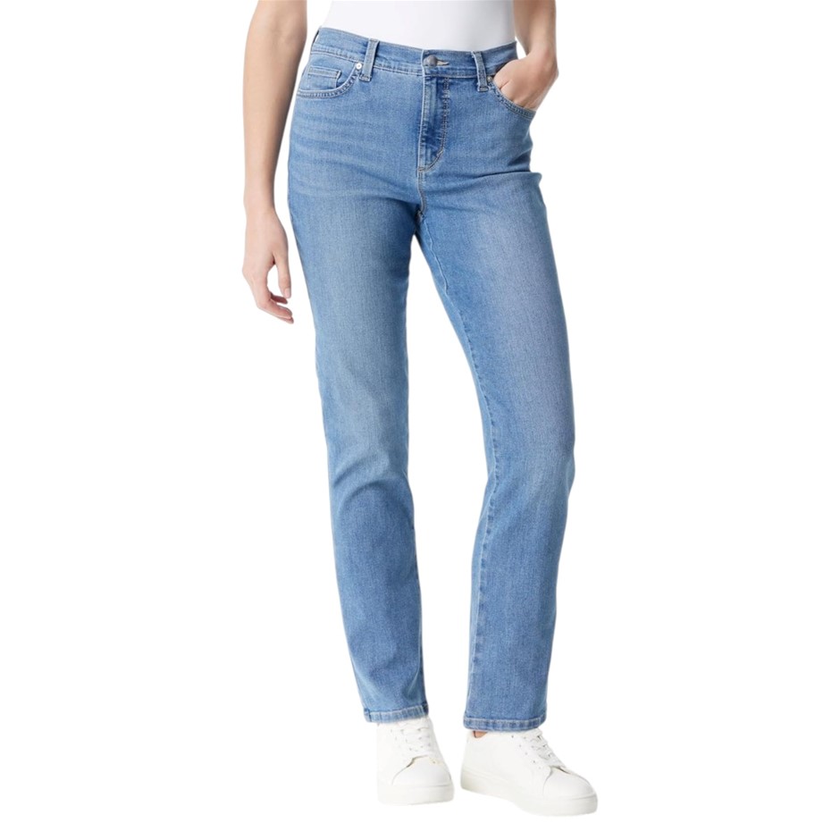 CALVIN KLEIN Women's High Rise Straight 27in Jean, Size 32, 99% Cotton, Vin