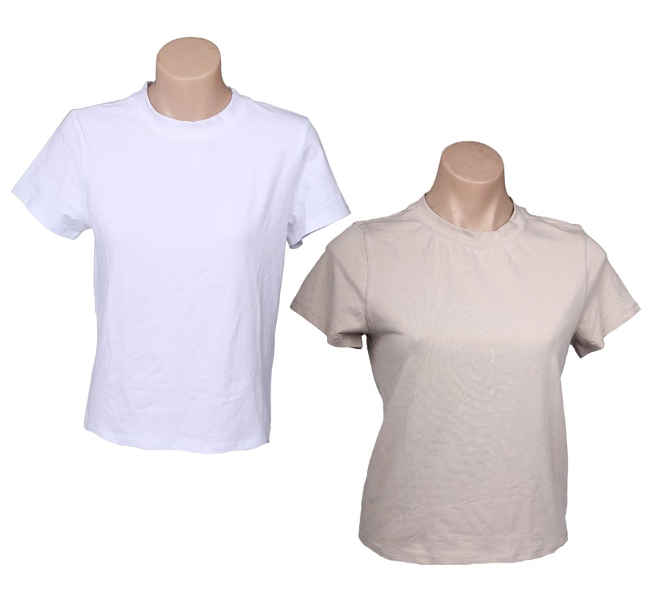 7 x 90DEGREEBYREFLEX Women's Mock Neck Soft Tees, Size M, 89% Cotton, Assor