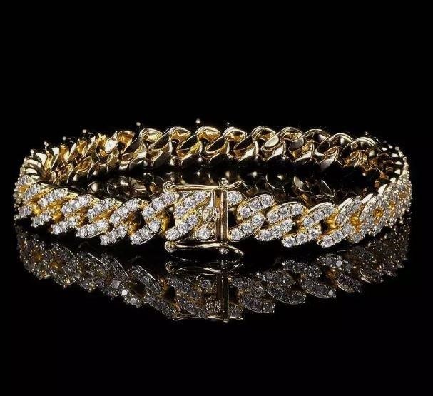 18k Yellow Gold Filled Cuban Bracelet Stamped(18K)-17.5cm
