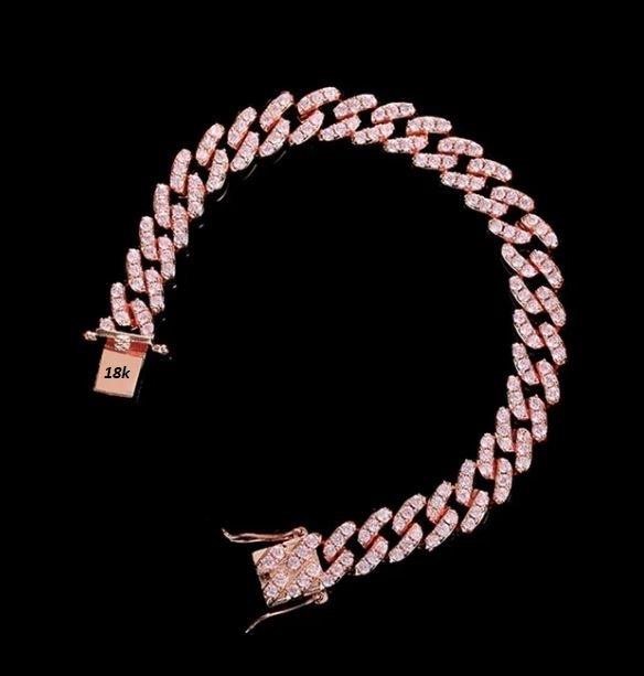 18k Rose Gold Filled Pink Bracelet Stamped(18K)-17.5cm