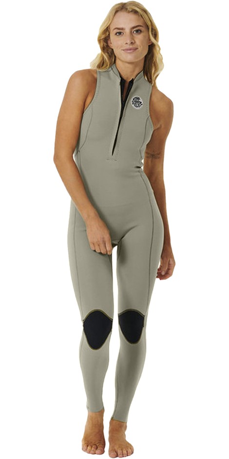 RIP CURL Women's G-Bomb 2.0 Sleeveless 1.5mm Steamer Wetsuit, Size 8, Khaki