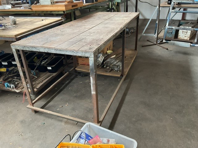 Timber Top Metal Frame Workbench