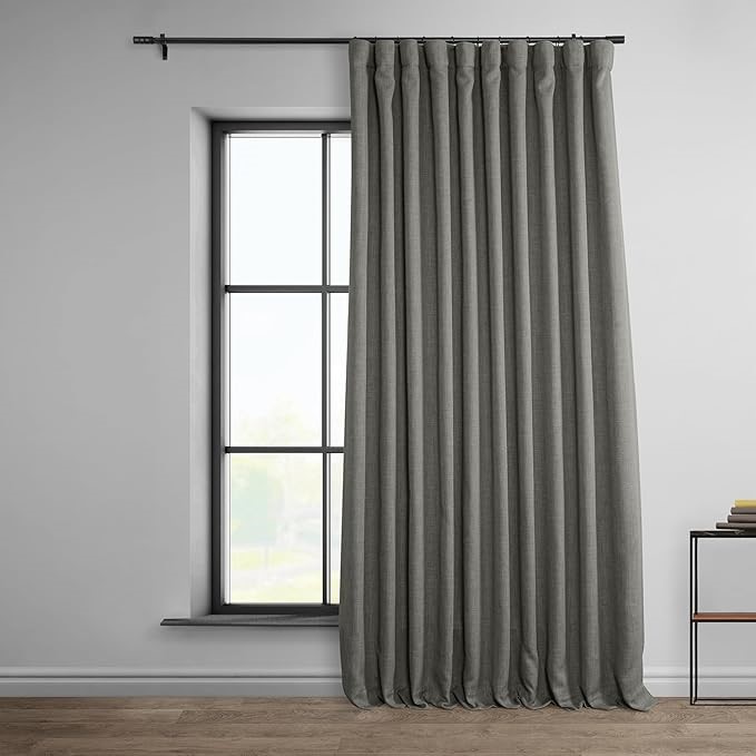 HPD Faux Linen Extra Wide Blackout Room Darkening Curtain (1 Panel), 100 X