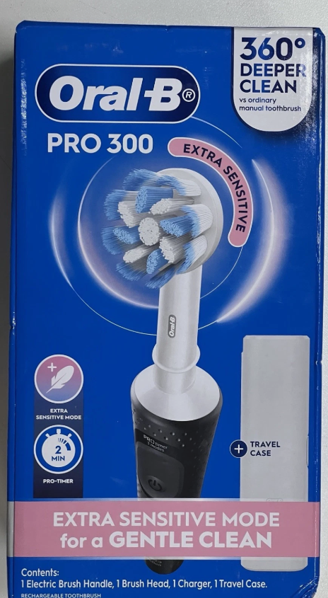 ORAL B Pro 300 Extra Sensitive Electric Toothbrush Black.