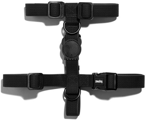 ZEE.DOG Adjustable Soft Dog H Harness, Black, Large (Neck: 40-67cm & Chest: