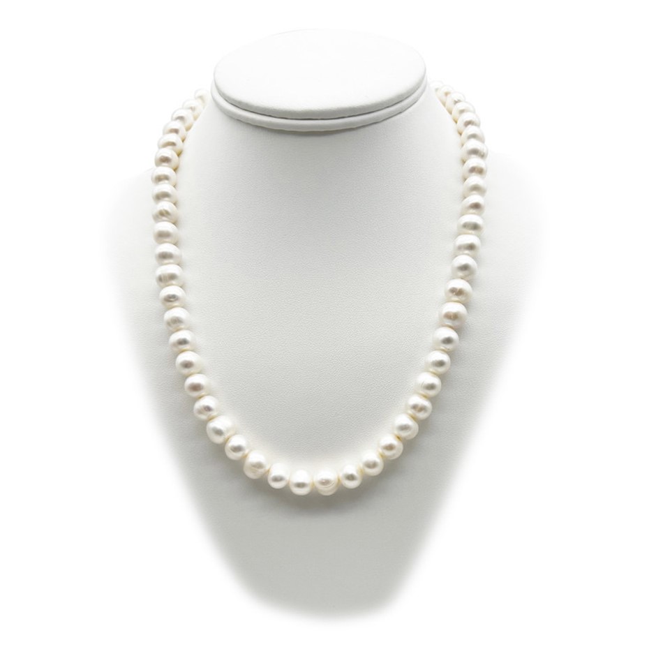 8-9mm Potato Shape Pearl with Real 18k Gold Plated Necklace