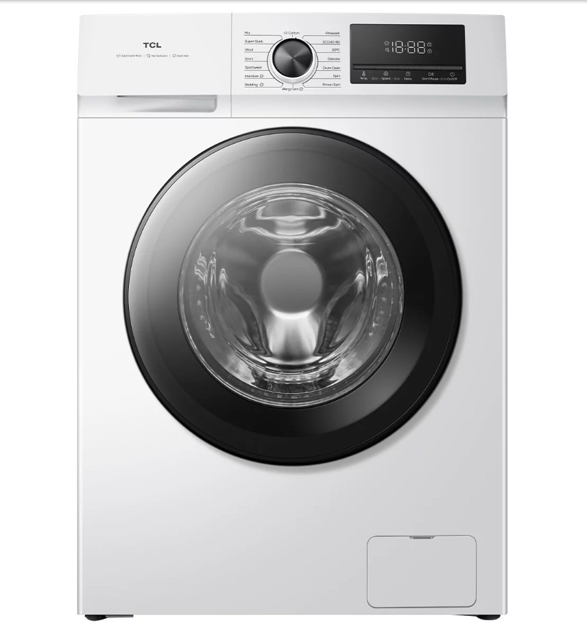 TCL 7.5KG Front Load Washing Machine White WF75P10W NB: minor use