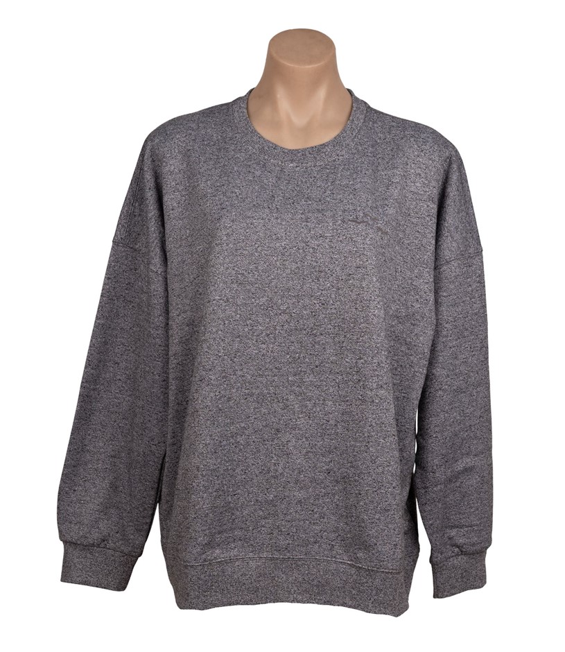 LAZYPANTS Women's Fleece Crew Pullover, Size XL, 60% Cotton, Black Marle.