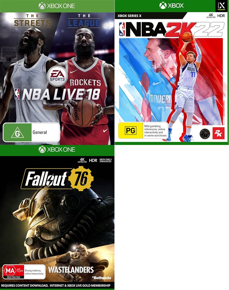 3 x XBOX Assorted Games: NBA Live 18: The One Edition, NBA 2K22 (Xbox Seri