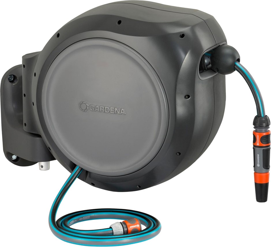 GARDENA 30M Wall Mounted Retractable Reel with Hose Guide, Automatic retrac