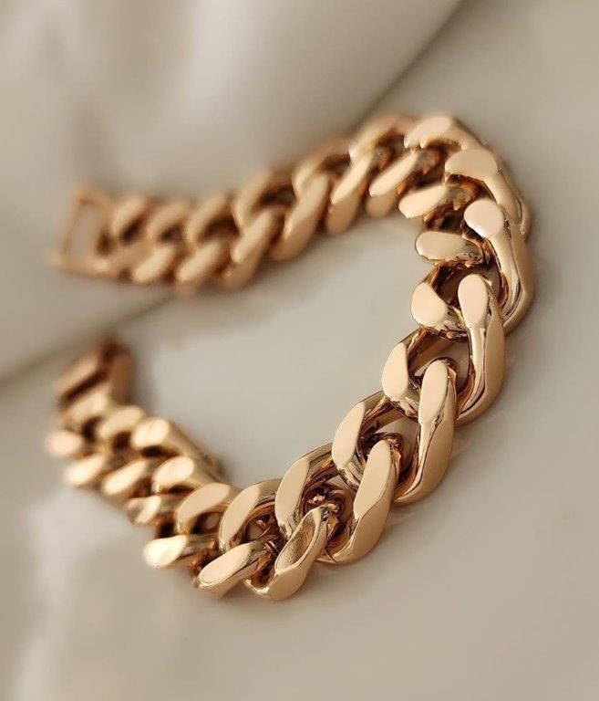 18k Stamped Yellow Gold Filled Bracelet -18cm -10mm