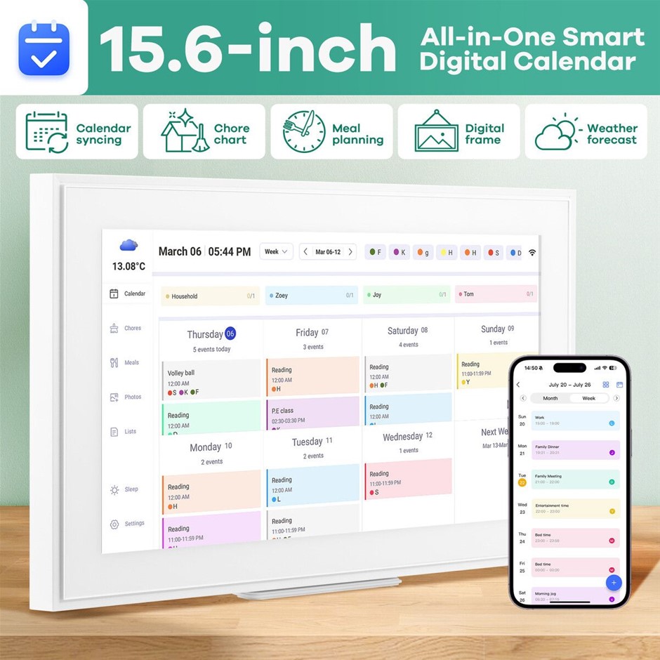 WiFi Wall Digital Calendar Planner 15.6 Inch Touch Screen Chore Chart Smart
