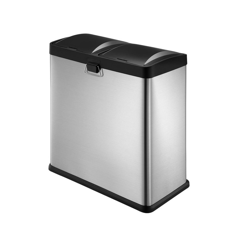 60L Rubbish Bin Dual Compartment Dustbin Pedal Recycling Trashcan Modern