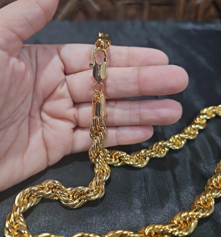 22K Italy Stamped Yellow Gold Filled Rope Chain-Quality Guarantee-60cm