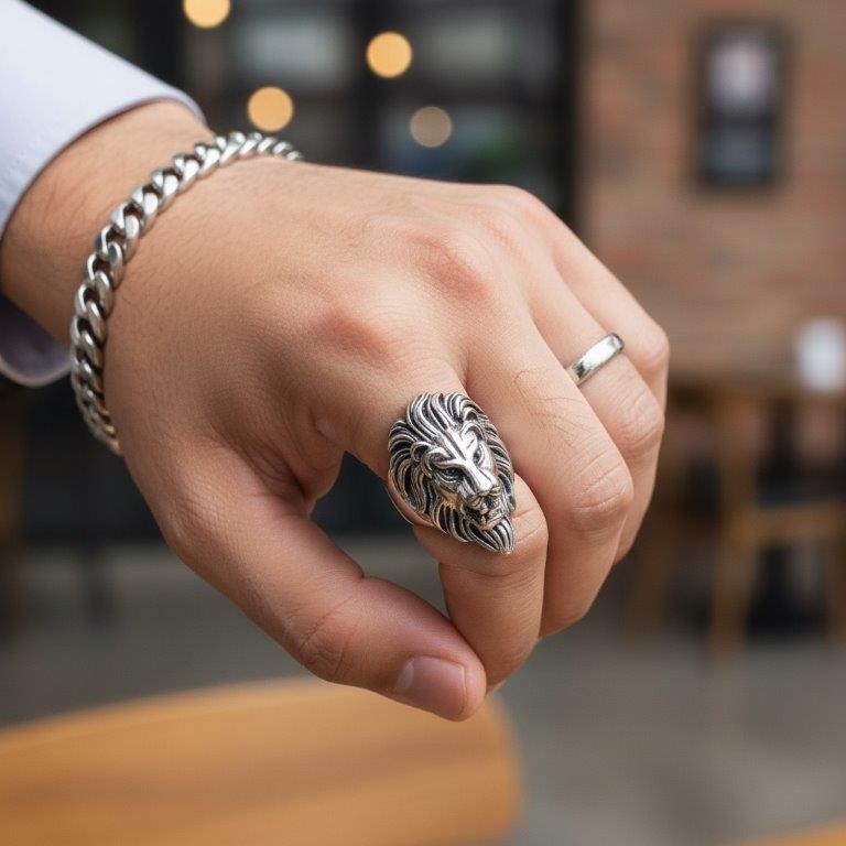 Italy Stamps 925 Silver Hip Hop Men's Ring (Stamps)-11 US