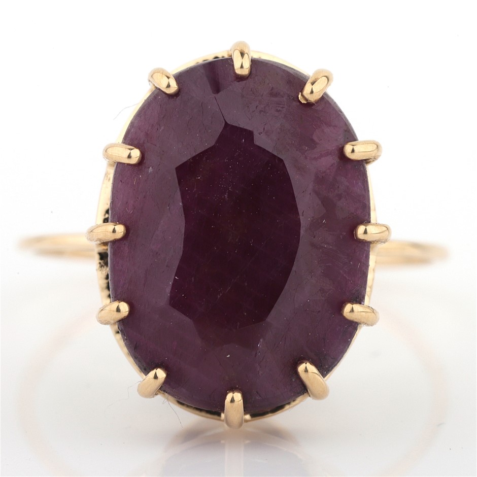 14k Yellow Gold Natural unheated, untreated Ruby Ring with Valuation