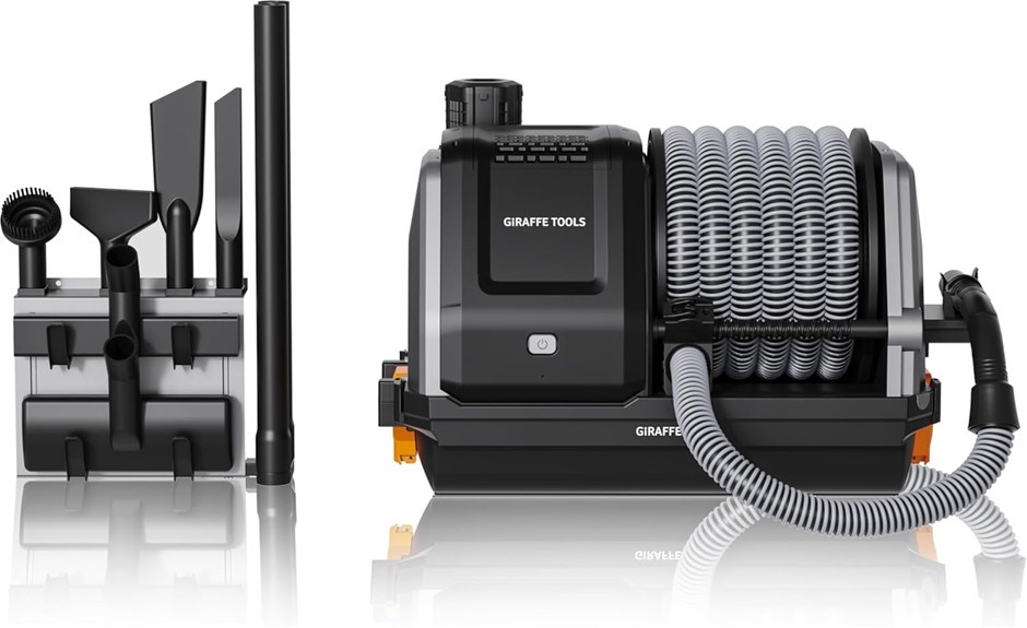 GIRAFE TOOLS Grandstorm Vacuum Cleaner with 10M Retractable Hoses, Wall Mou