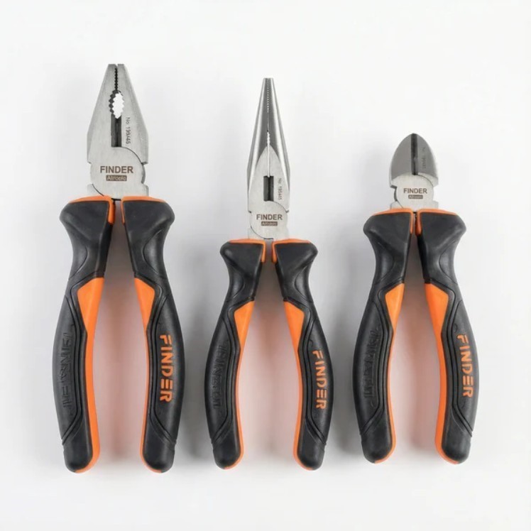 FINDER 3pc Plier Set, Sizes: 1 x 200mm Combination, 1 x 150mm Diagonal & 1