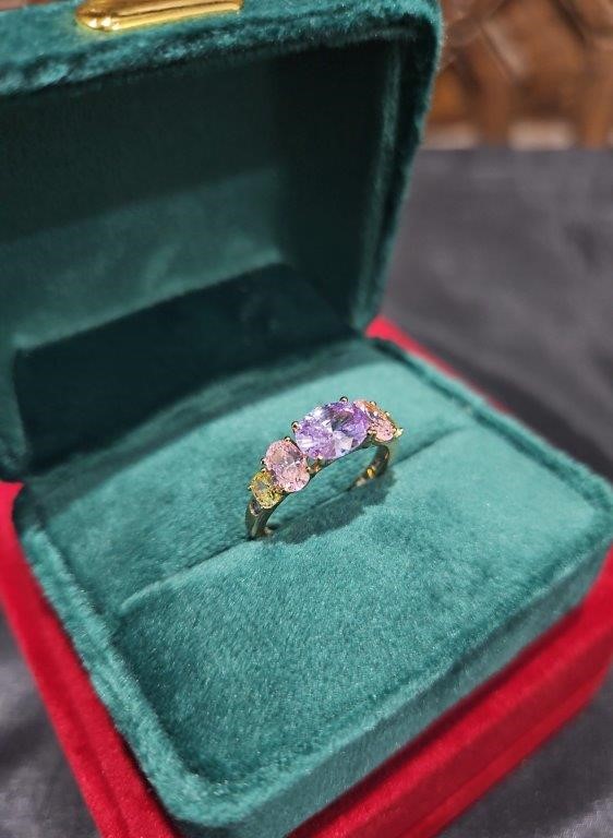 18K/Italy 3.0ctw Oval Yellow Gold Filled Ring(Stamped)Warranty Quality-8US