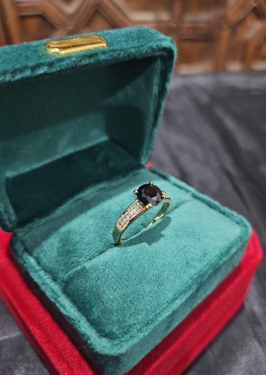 14K/Italy 1.0ct Black Yellow Gold Filled Ring(Stamped)Warranty Quality-8US