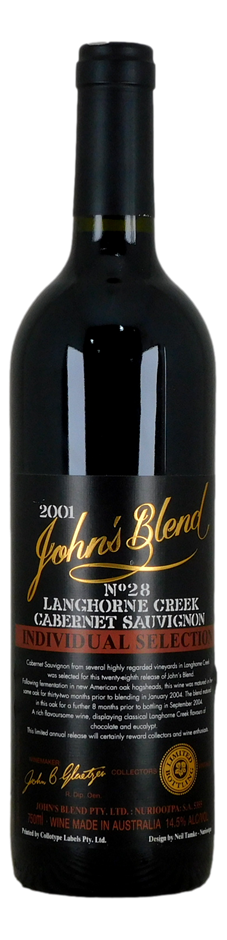 John Glaetzer John's Blend Cab Sauv 2001 (1x 750mL), Langhorne Creek.