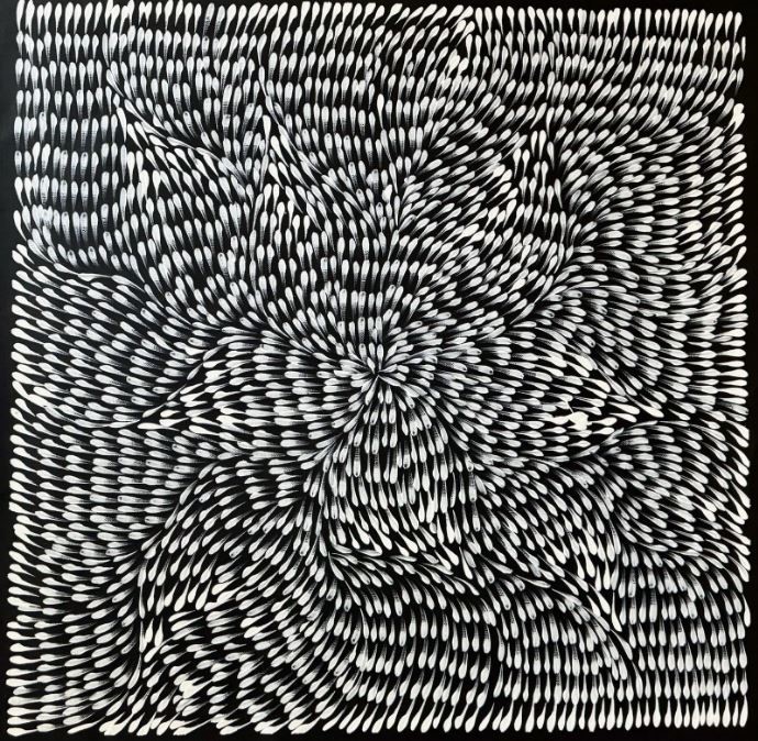 Original Aboriginal Painting Roseanne Morton Petyar - Medicine Leaf