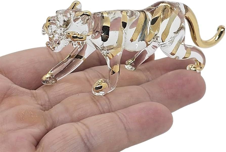 TARONGA ZOO Hand Blown Clear Glass Art Tiger