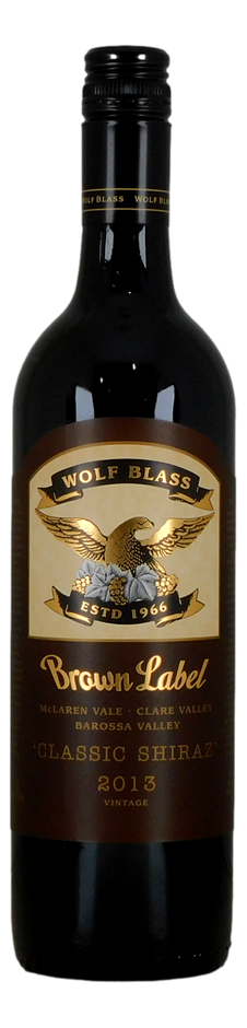 Wolf Blass Brown Label Classic Shiraz 2013 (6x 750mL), Barossa Valley.