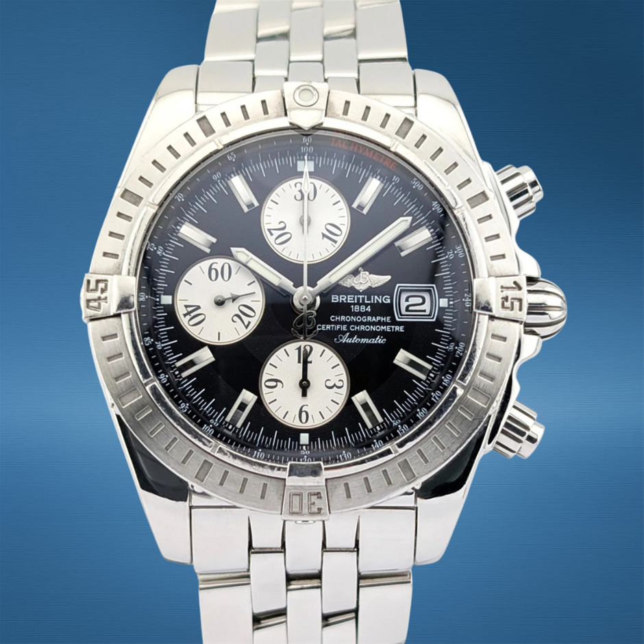 BREITLING CHRONOMAT EVOLUTION 44MM STAINLESS STEEL A13356 AUTOMATIC WXO&COA