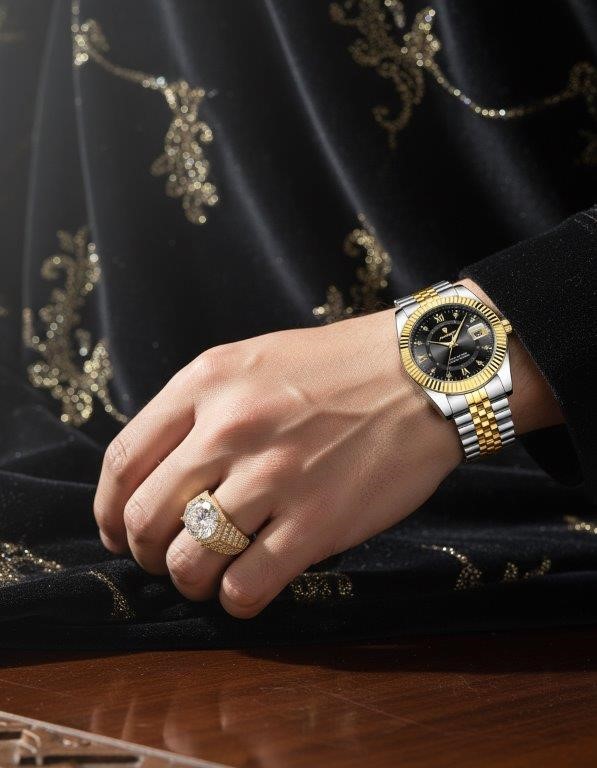 BULK – Moissanite Ring & Men's Watch Gift Set (With Box)-Jewelzmerchants