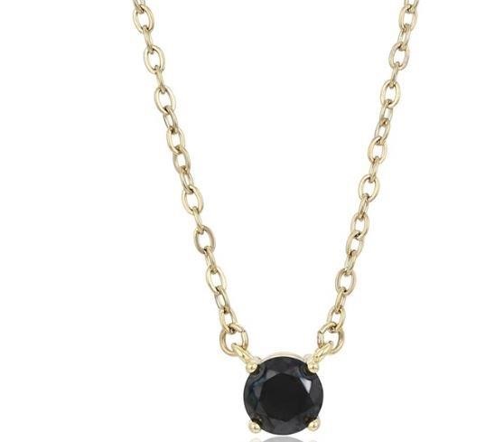 18K Yellow Gold Plated 1.0ct Black Stones Pendant and chain (50cm)