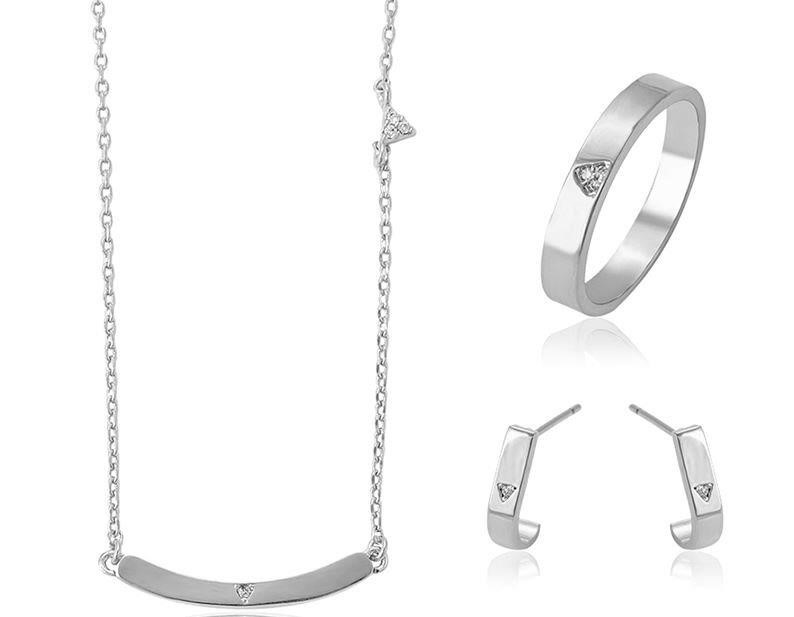 Set Earrings & Ring & Pendant in PT950 Plated -Stamped