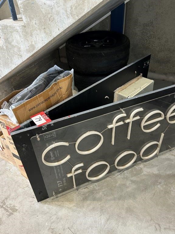 1 x Double Sided Electric Illuminated Neon Sign "Coffee Food"