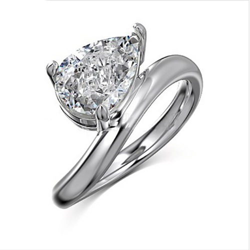 925 Sterling Silver Ring Teardrop Simulated Diamond - Size 6.75